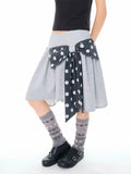 Gingham Bow Accent Asymmetric Mini Skirt OL2311