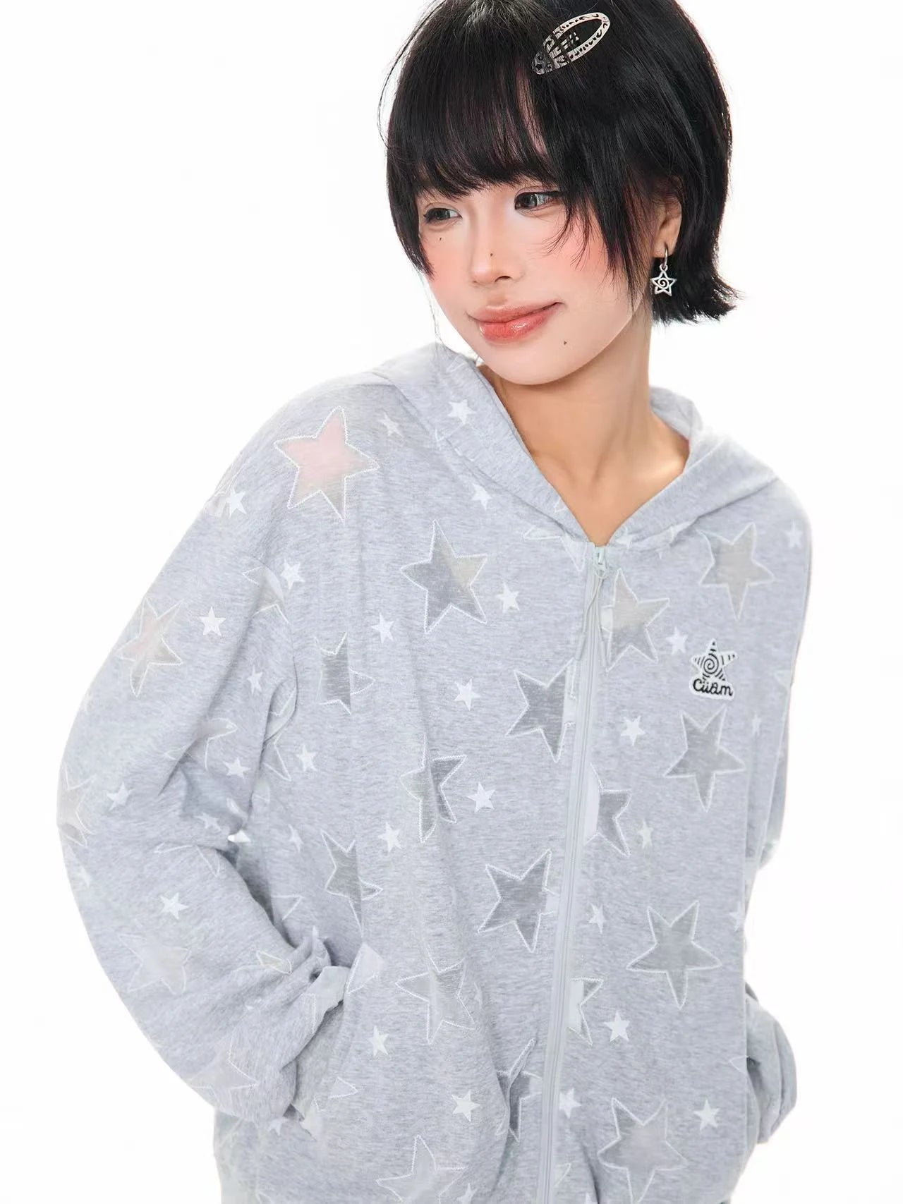 Star Embroidered Hooded Jacket OL2312