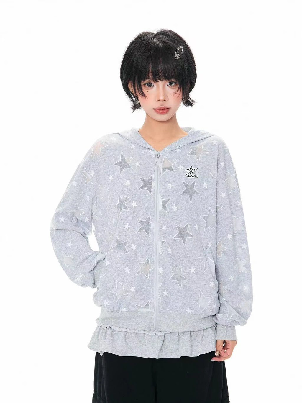 Star Embroidered Hooded Jacket OL2312