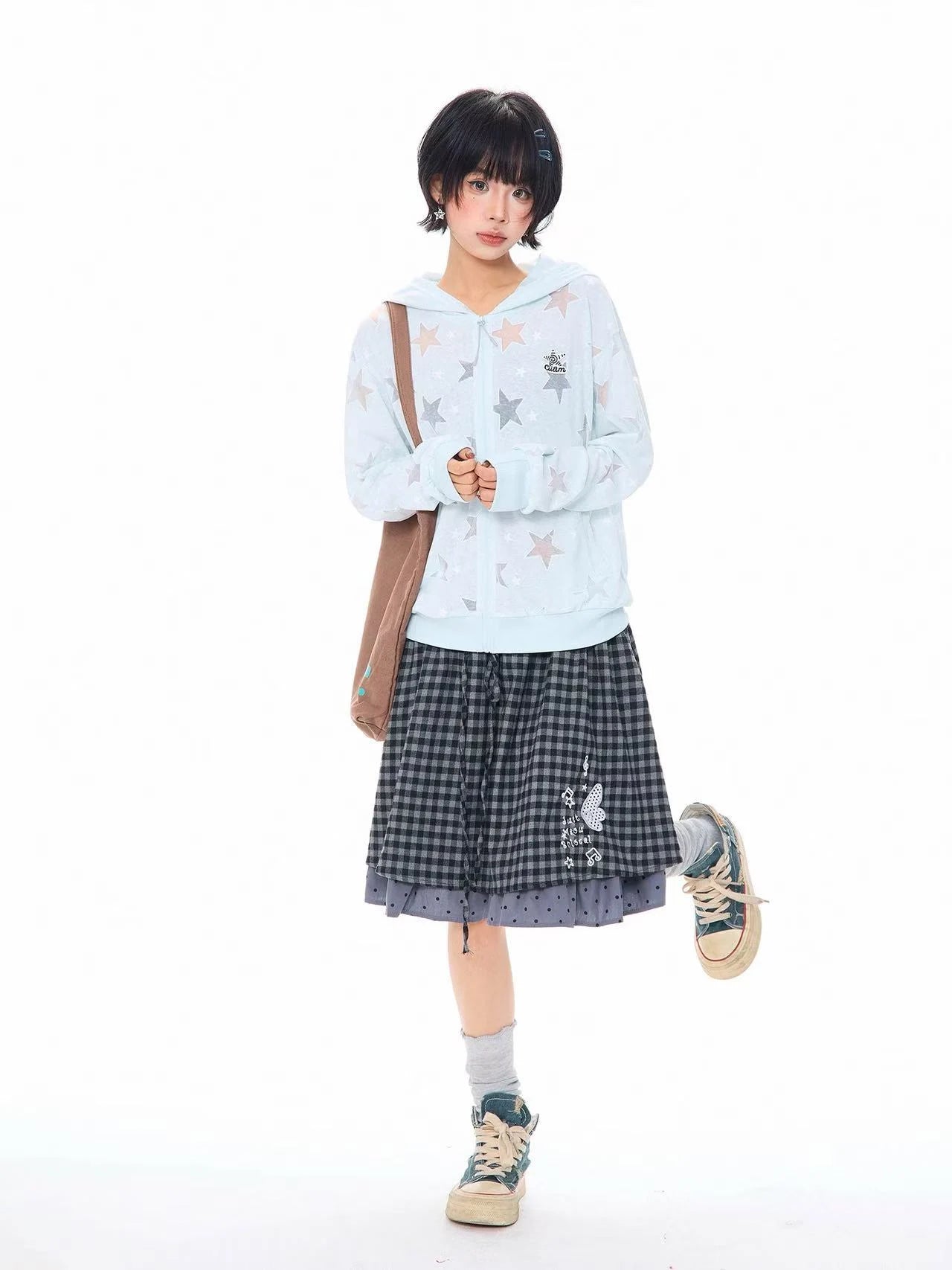Star Embroidered Hooded Jacket OL2312