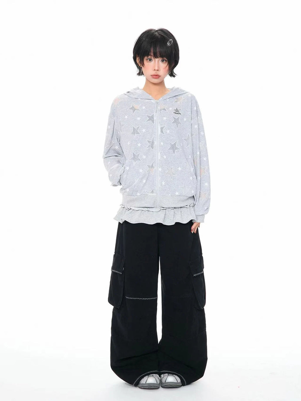 Star Embroidered Hooded Jacket OL2312