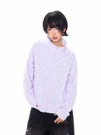 Polka Dot Ribbon Stand Collar Lightweight Jacket OL2313