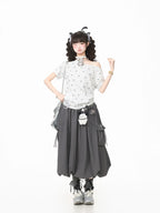 Star Cat Asymmetric Shoulder Off Shoulder Tee OL2317