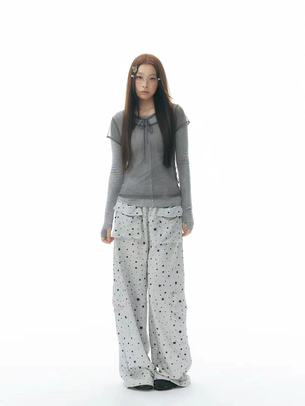 Polka Dot Mesh Layered Top OL2342