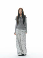 Polka Dot Mesh Layered Top OL2342