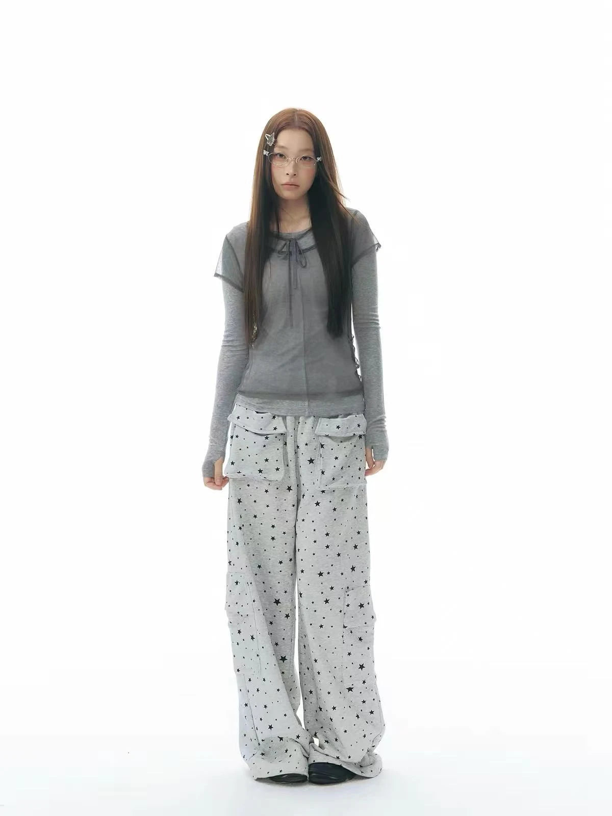 Polka Dot Mesh Layered Top OL2342