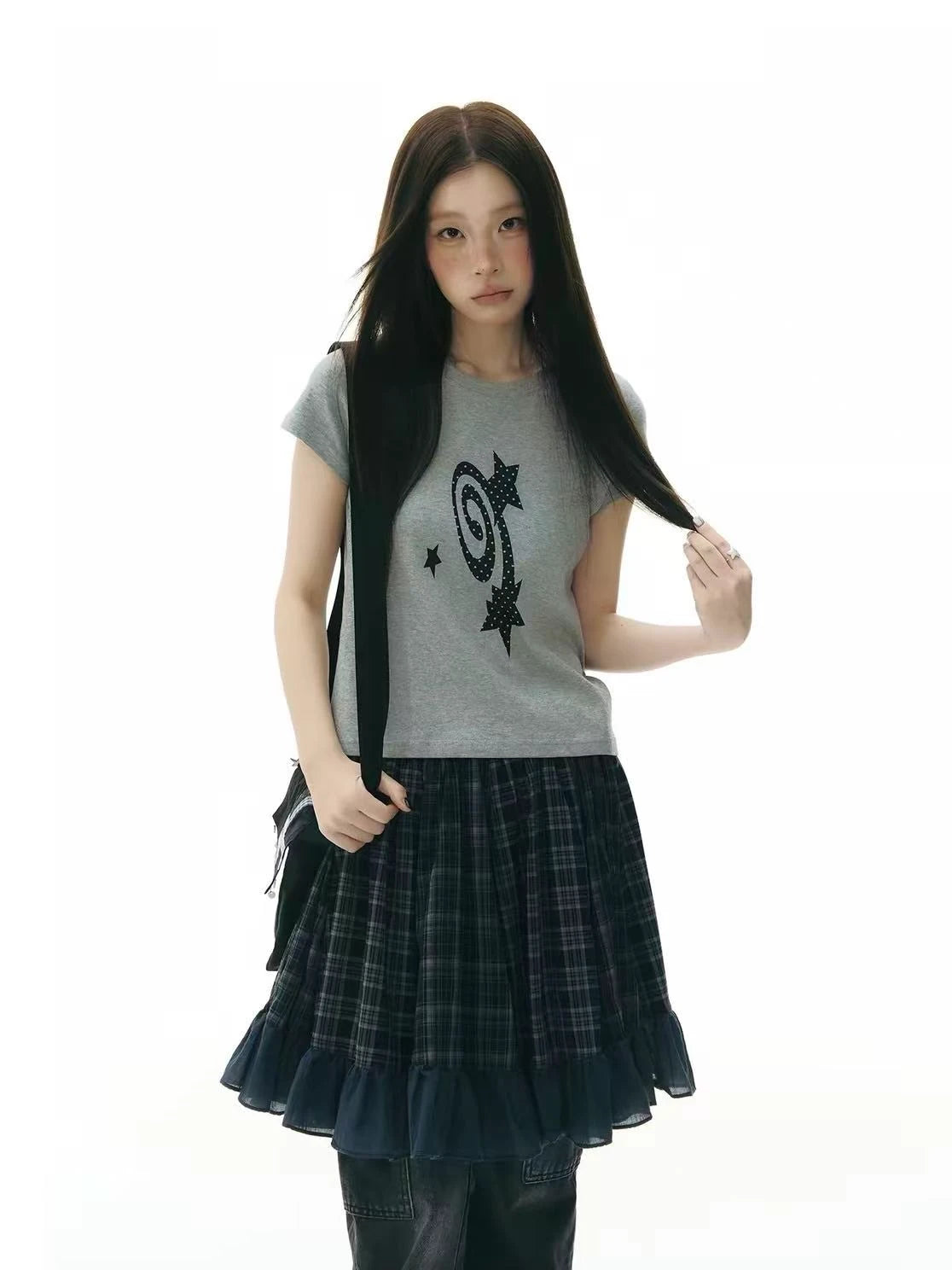 Meteor Print Cropped T Shirt oliviroa オリヴィオラ