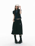 Star Patch A Line Skirt OL2344