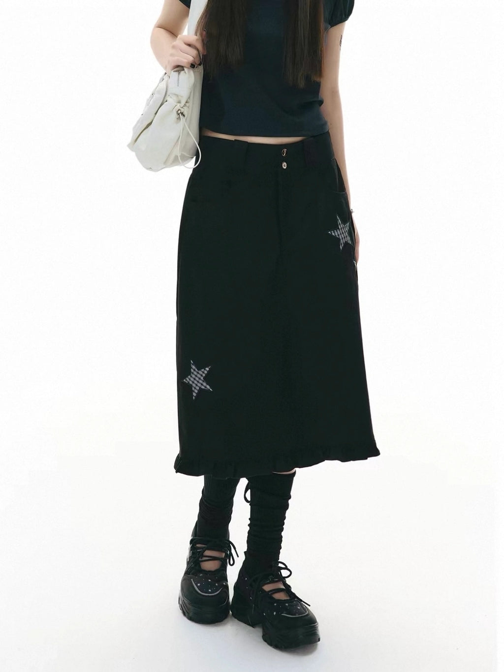 Star Patch A Line Skirt OL2344
