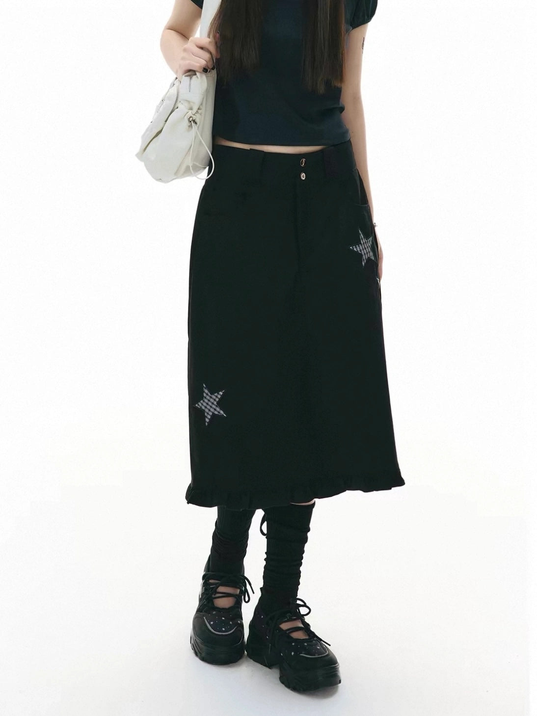 Star Patch A Line Skirt OL2344
