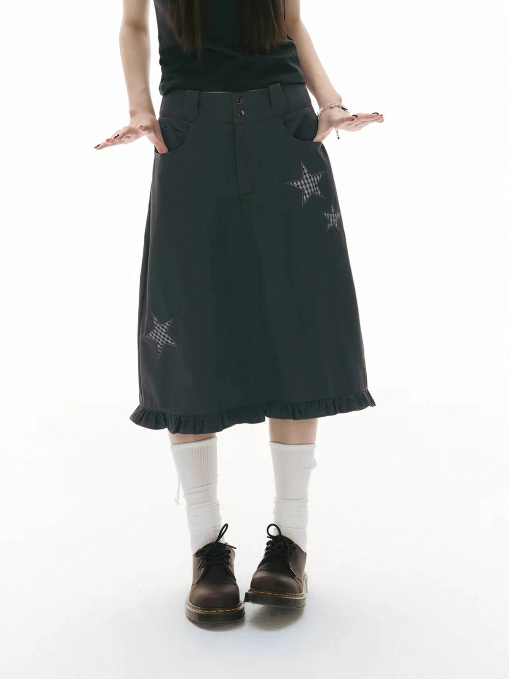 Star Patch A Line Skirt OL2344