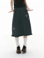 Star Patch A Line Skirt OL2344