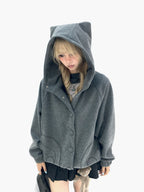 Cat Ear Wing Pocket Hooded Jacket OL2483
