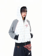 Star Embroidered Stripe Cropped Hoodie OL2384