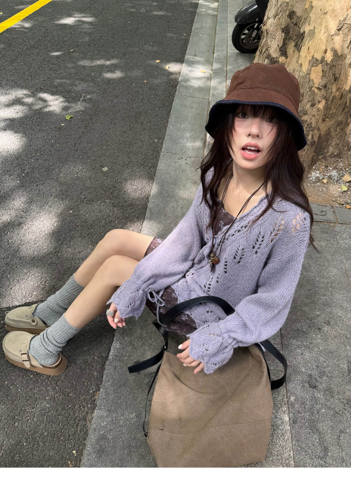 透かし編みドロストカーディガン ゆるシルエット