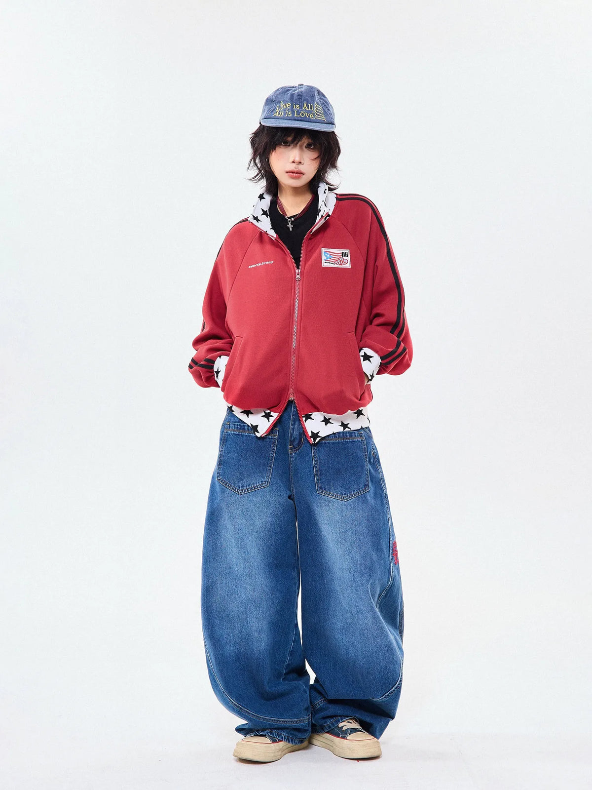 Retro Colorblock Stand Collar Zip Jacket   OL2026