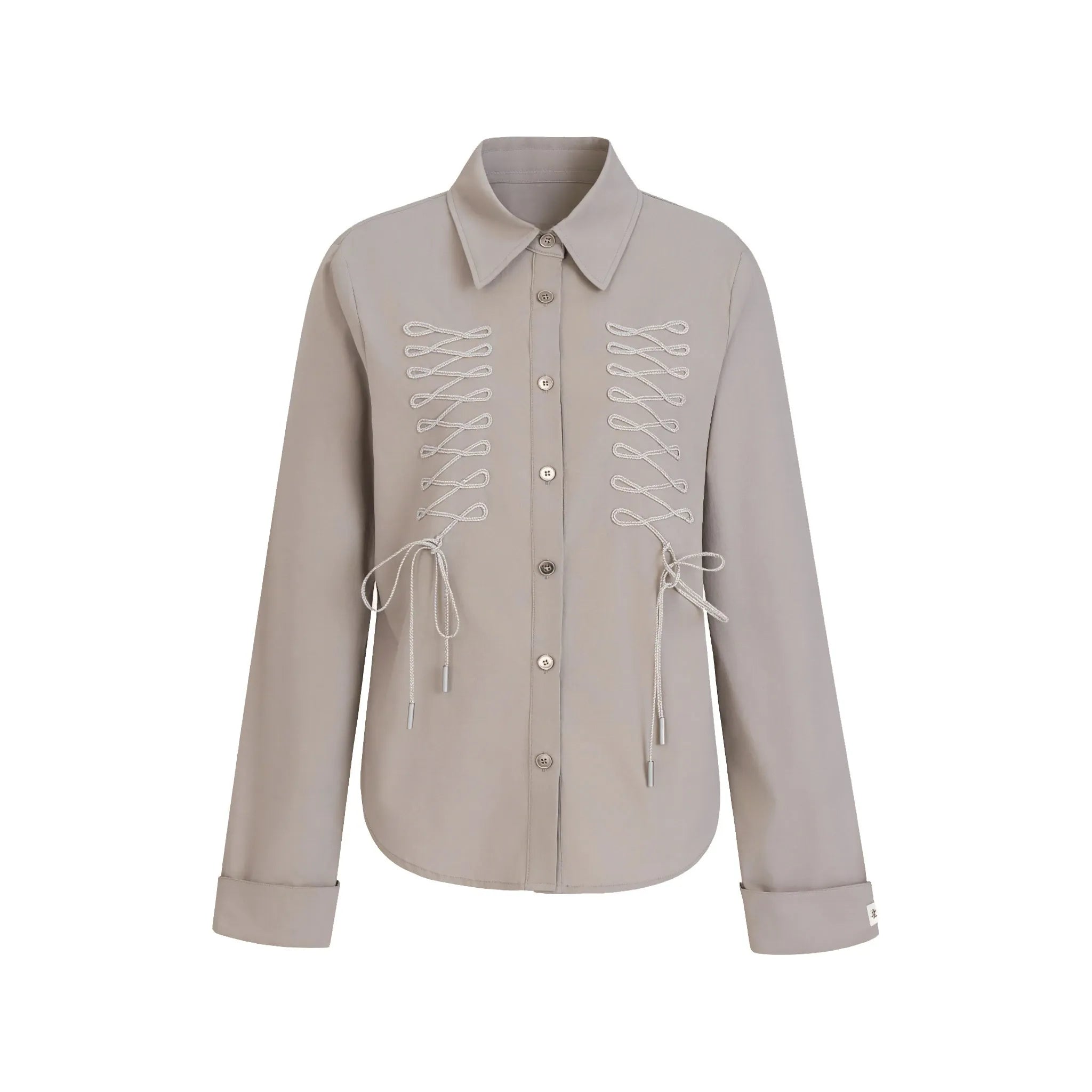 Ribbon Tie Drawstring Shirt OL2377