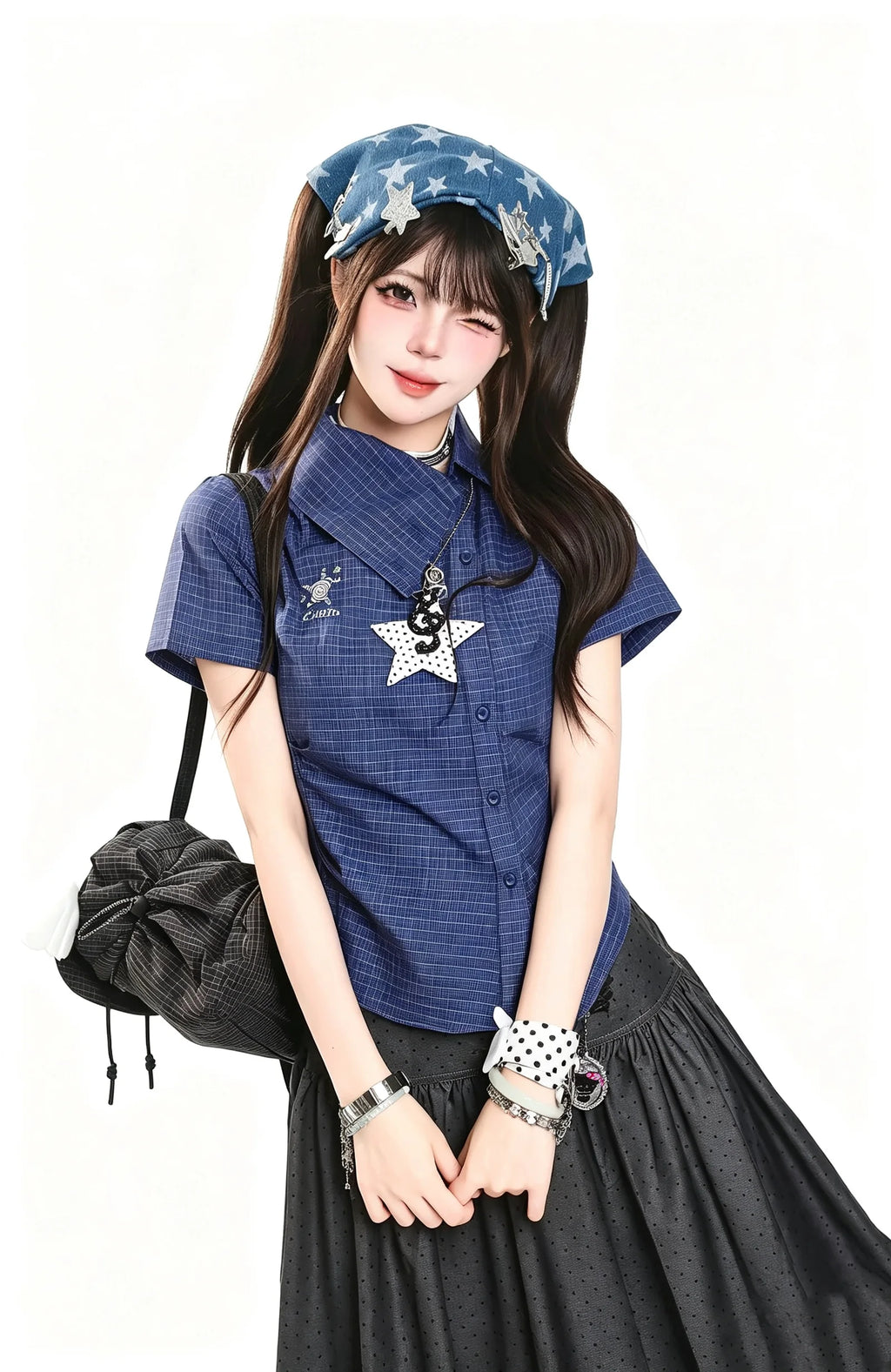 Vintage Plaid Collared Shirt oliviroa オリヴィオラ