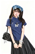 Vintage Plaid Collared Shirt oliviroa オリヴィオラ