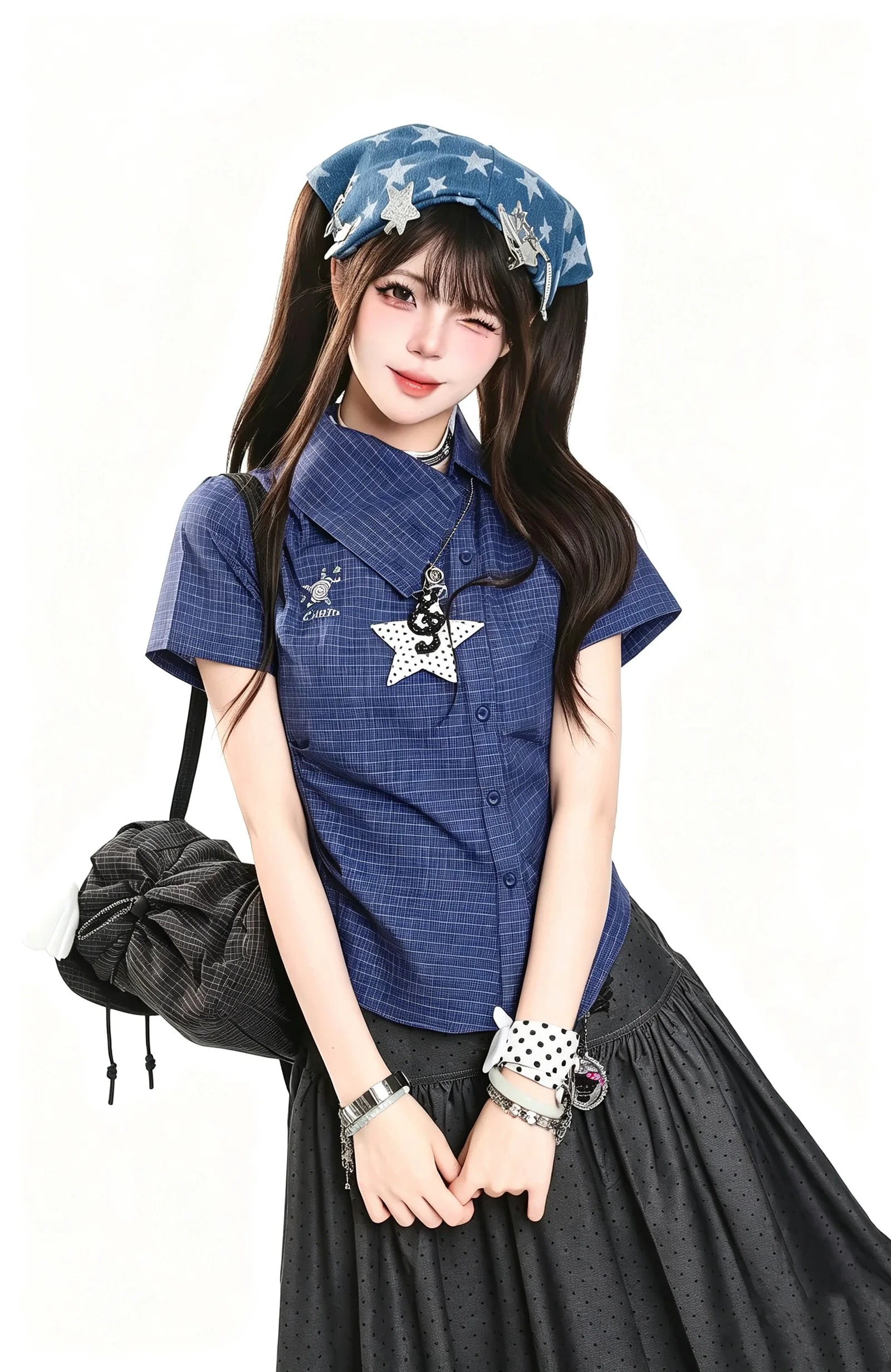 Vintage Plaid Collared Shirt oliviroa オリヴィオラ