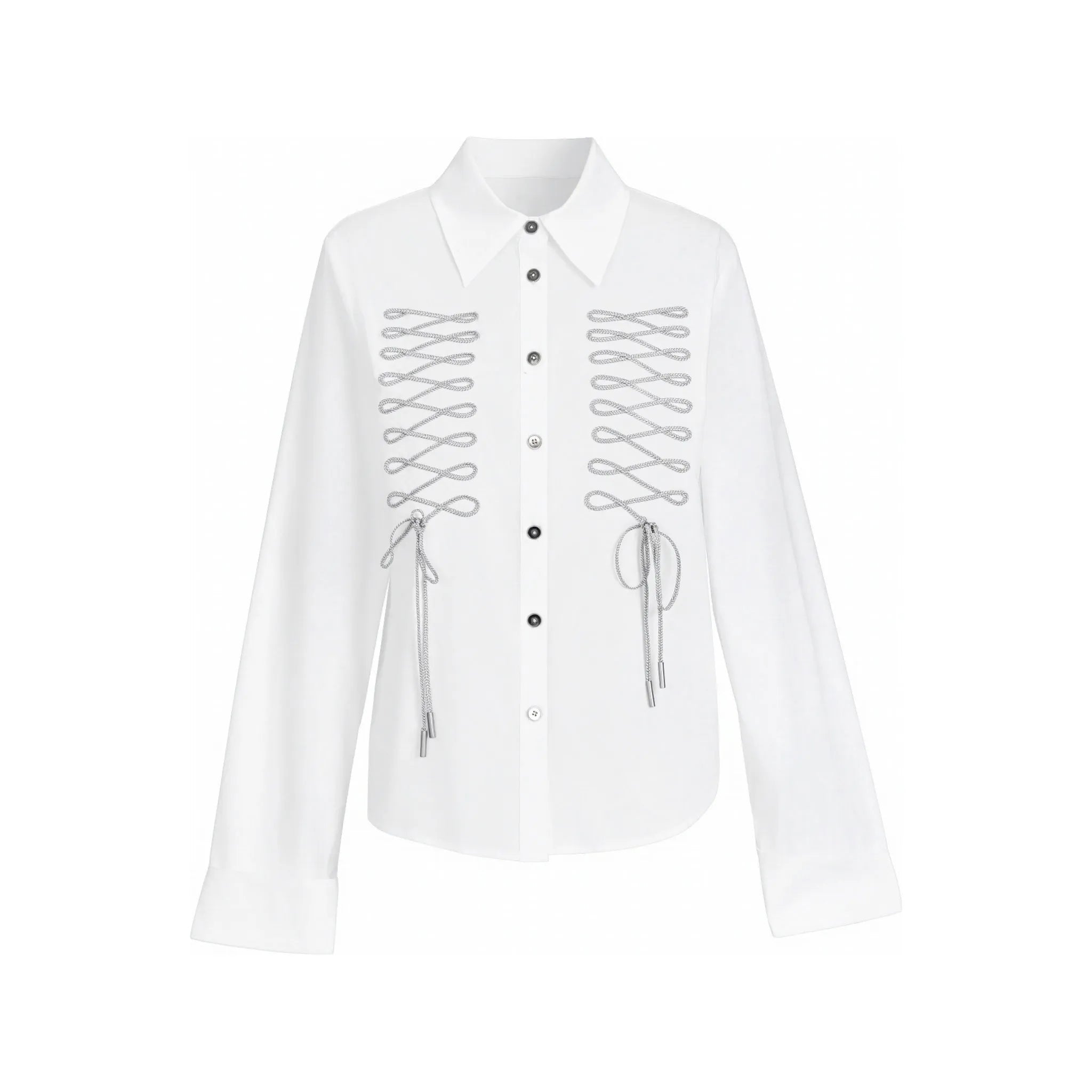 Ribbon Tie Drawstring Shirt OL2377