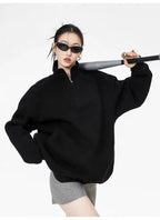 Half-Zip Stand Collar Sweatshirt with Relaxed Fit OL1991