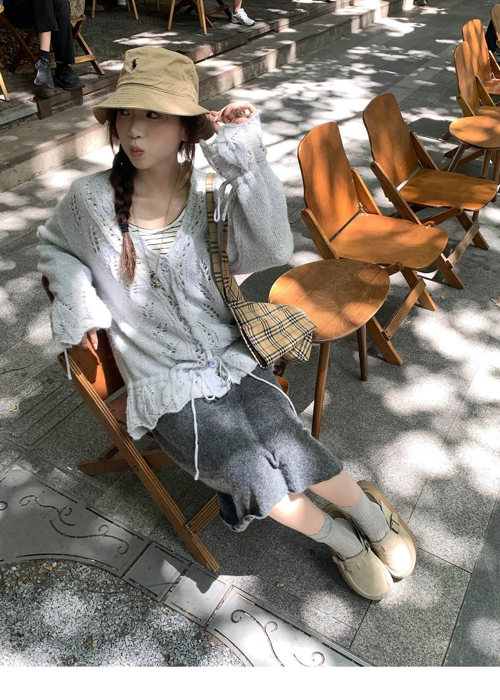 透かし編みドロストカーディガン ゆるシルエット