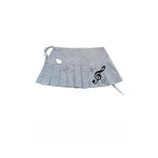 Music Note Plaid Pleated Wrap Skirt OLA035
