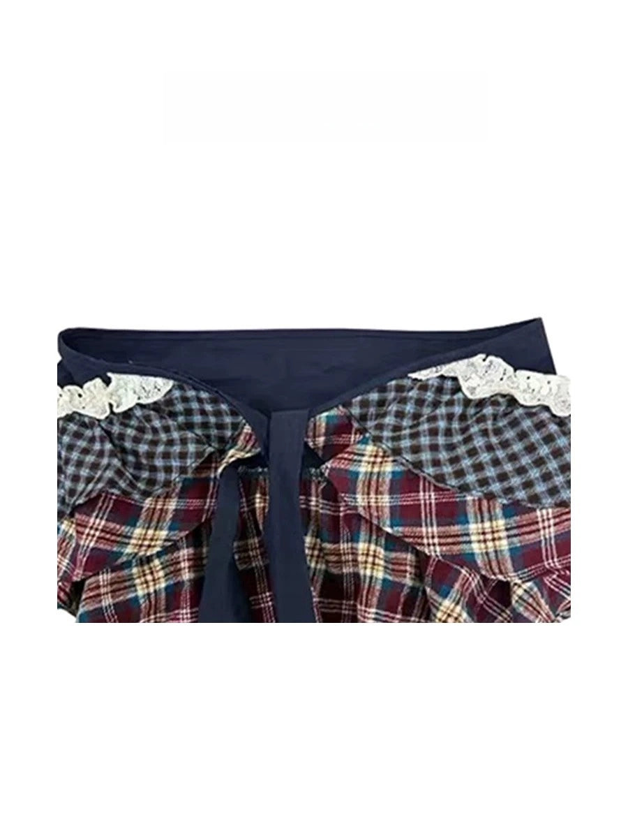 Plaid Ruffle Tiered Layering Skirt OLA047