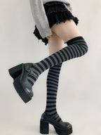 Stripe Color Over Knee Socks OLA015