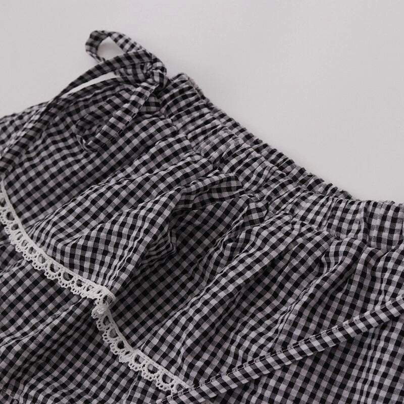 Plaid Tiered Ruffle Wrap Skirt OLA036