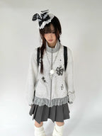 Graphic Plaid Ruffle Jacket OL2383