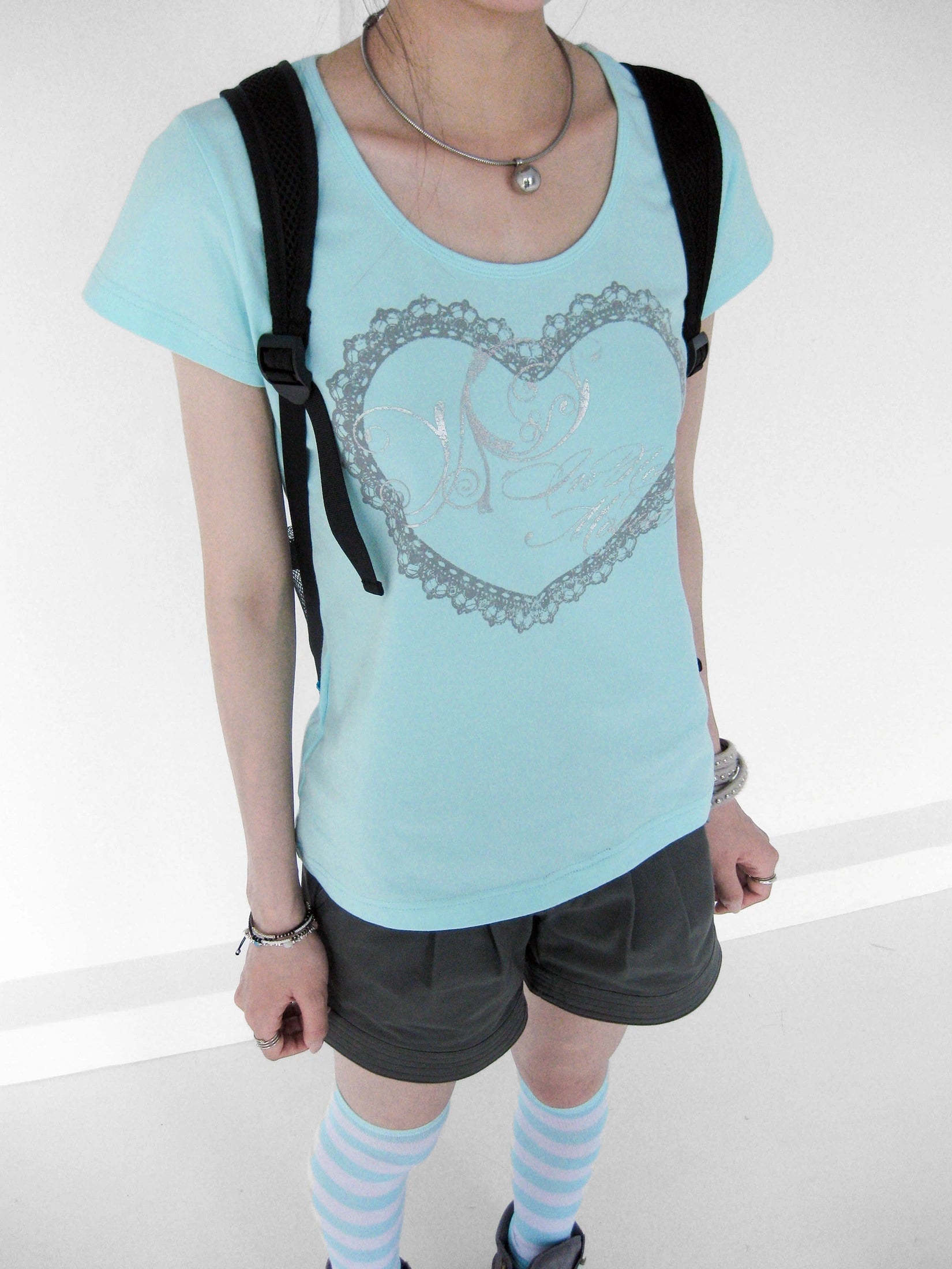 Silver Lace Graphic T-Shirt OL2373