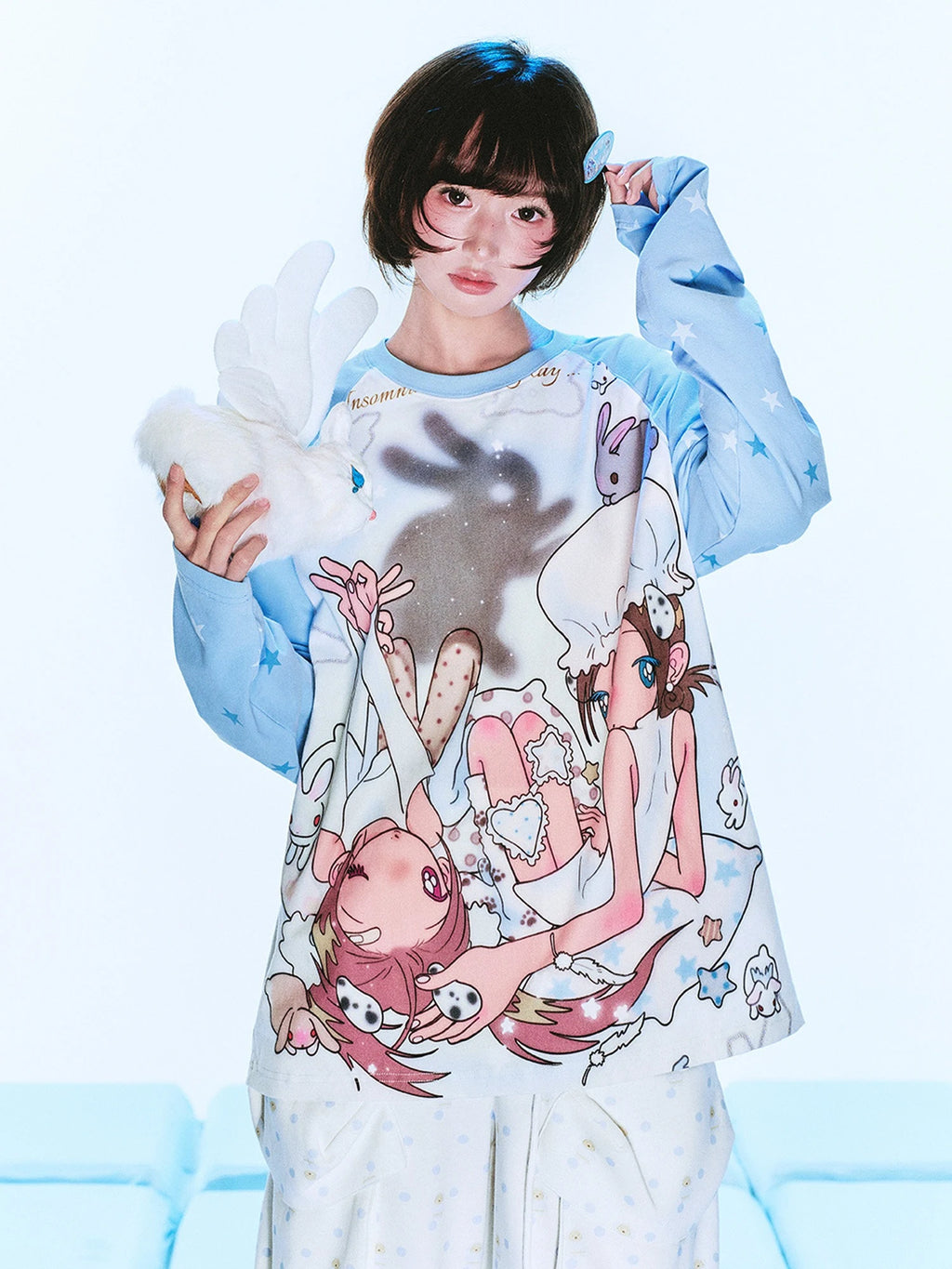 Bunny Shadow Raglan Long Sleeve Tee OL2404
