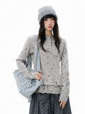 Polka Dot Star Ruffle Hooded Long Sleeve Tee oliviroa オリヴィオラ