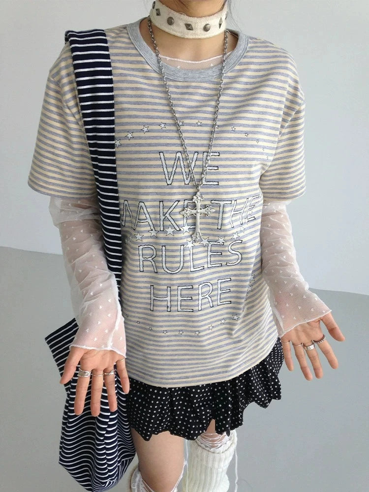 Galaxy Stripe Colorblock Tee OL2298