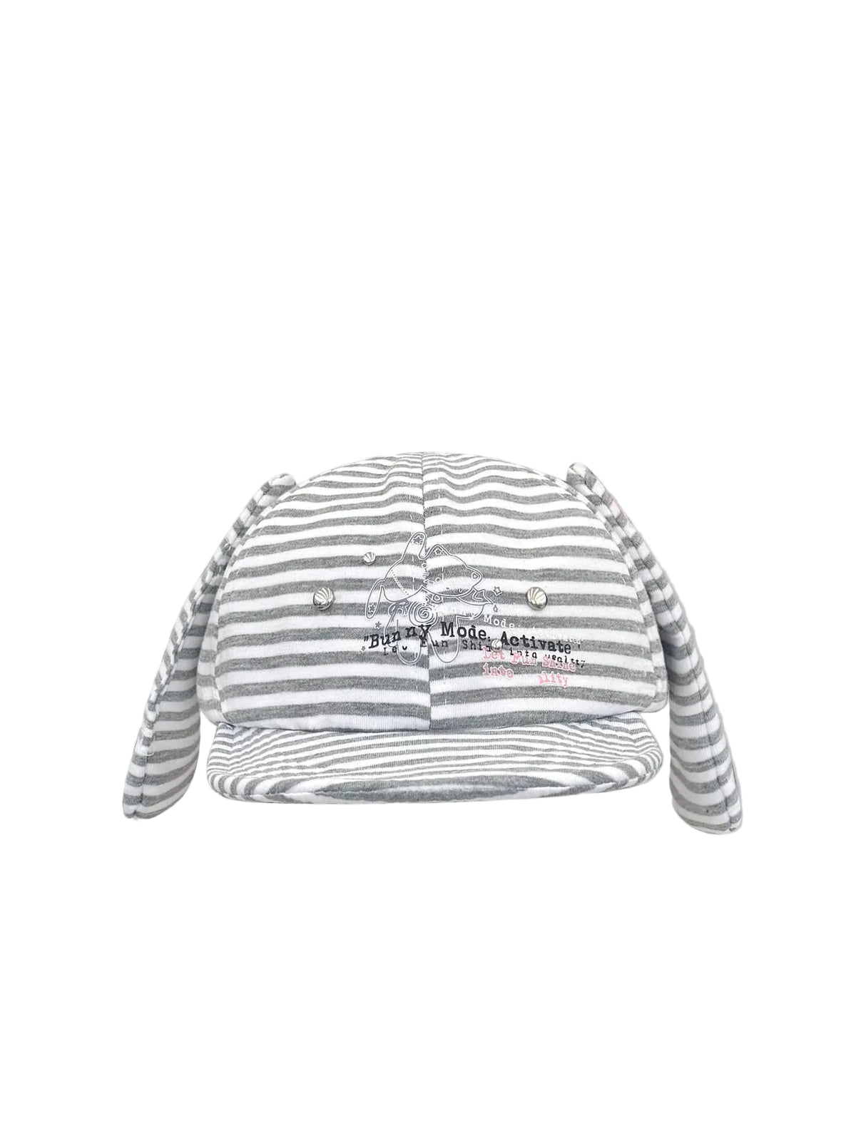 Striped Bunny Ear Flat Brim Cap oliviroa オリヴィオラ