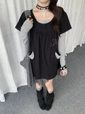 Polka Dot Layered Mesh Hem Dress OL2386