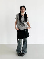 Star Stud Pleated Skirt OL2303