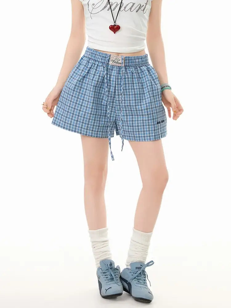 Sweet Check Wide Leg Shorts oliviroa オリヴィオラ