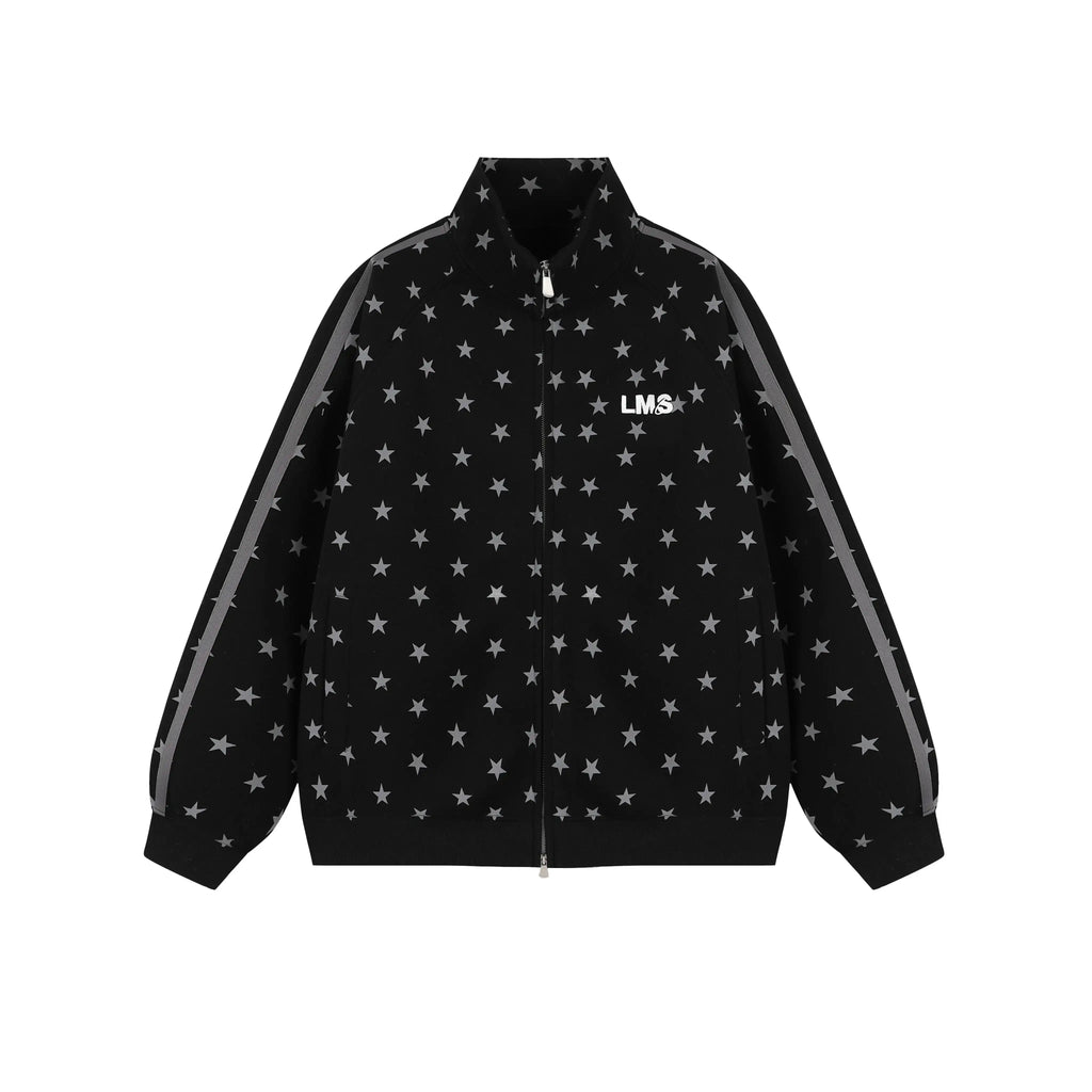 All Over Star Print Stand Collar Jacket OL2231
