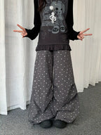 Vintage Star Print Pleated Cargo Pants oliviroa オリヴィオラ