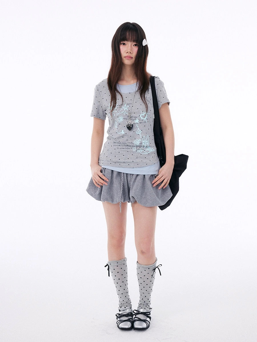 Polka Dot Contrast Layered Tee OL2401