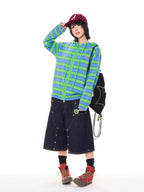Contrast Stripe Hooded Knit Cardigan oliviroa オリヴィオラ