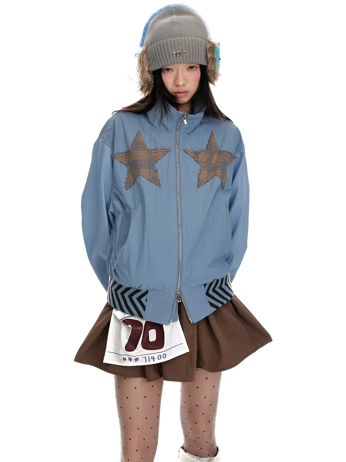 Minimal Stand Collar Double Zip Jacket oliviroa オリヴィオラ