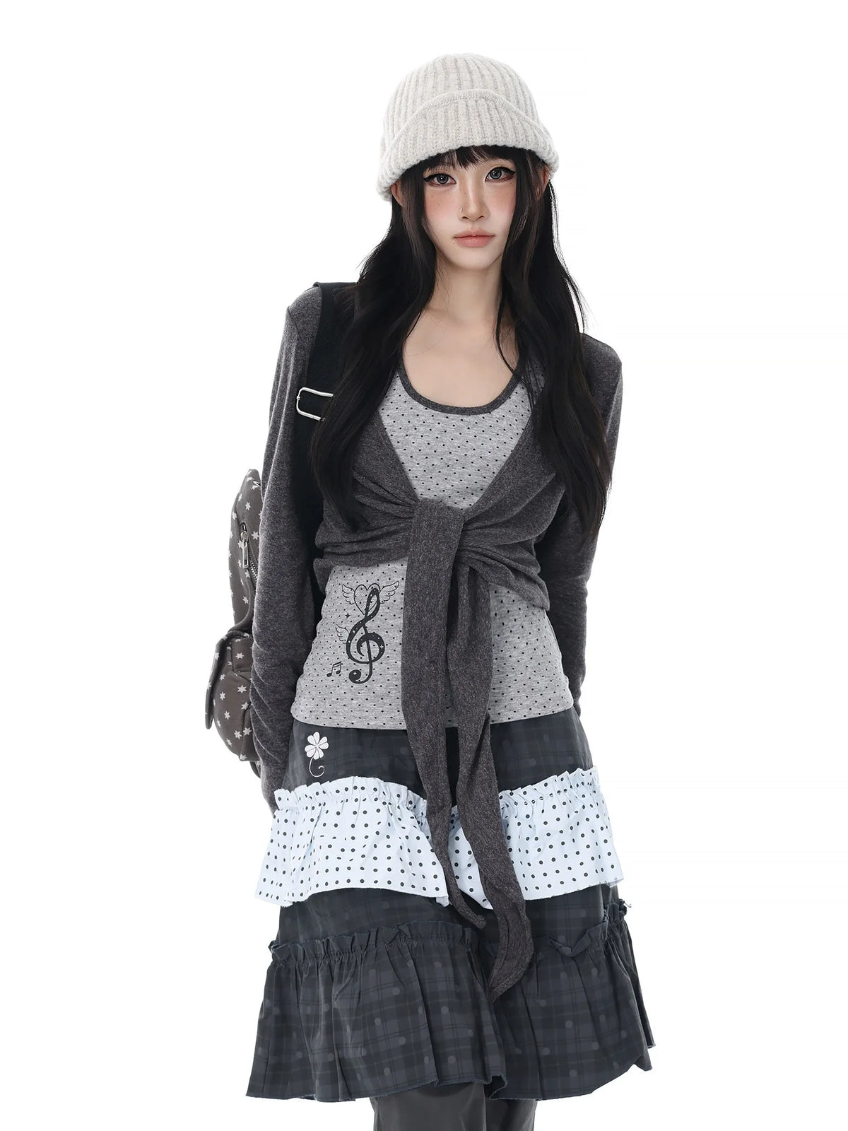 Polka Dot Halter Layered Top Set oliviroa オリヴィオラ