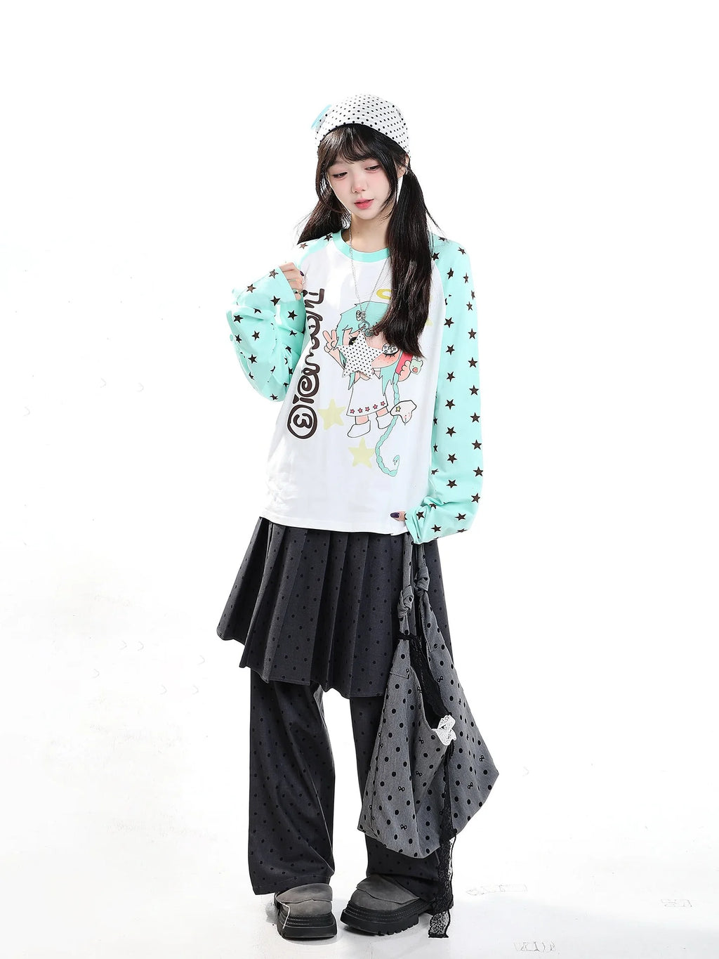 Cartoon Contrast 긴팔 티셔츠 OL2431