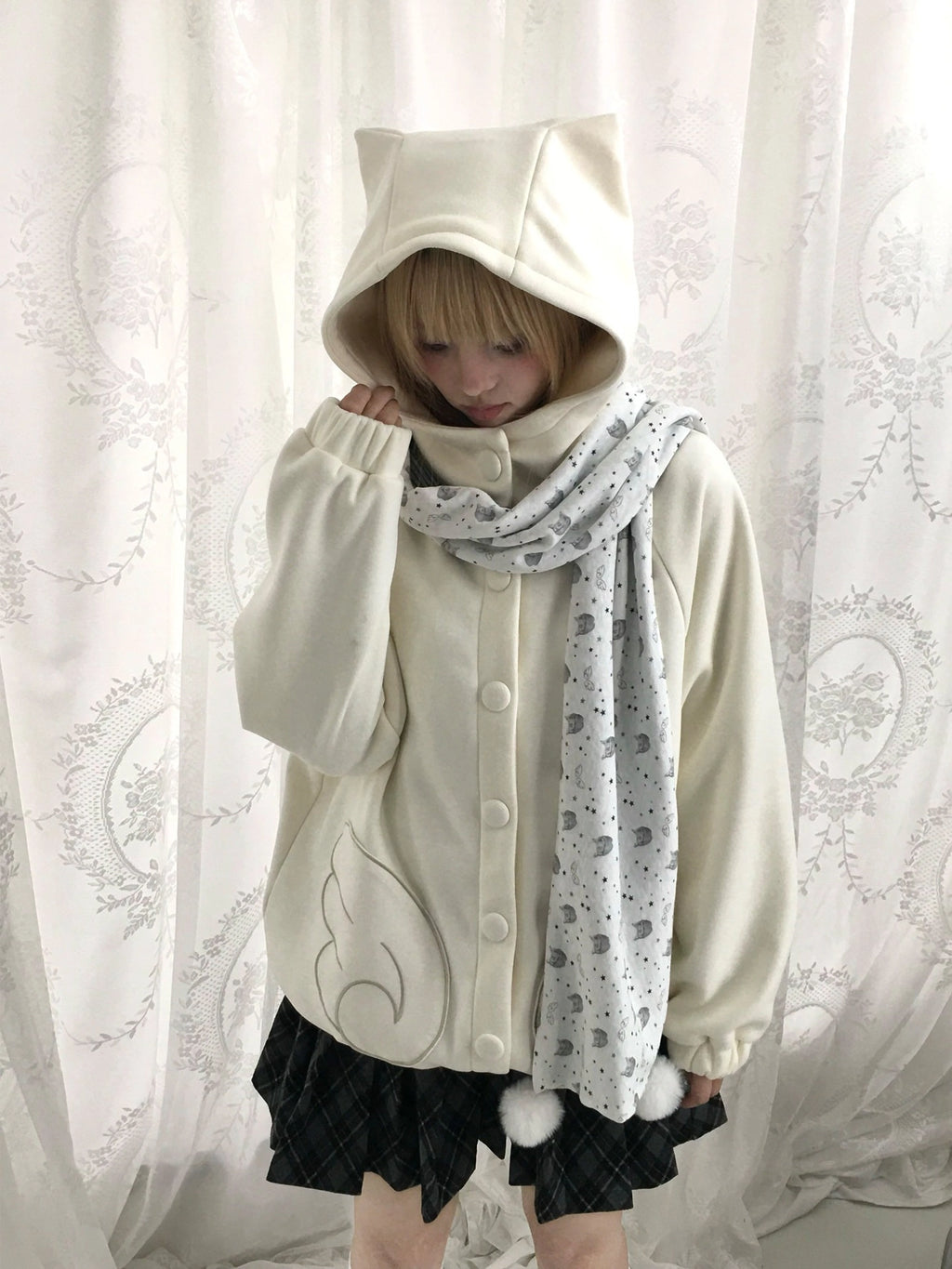 Cat Ear Wing Pocket Hooded Jacket OL2483