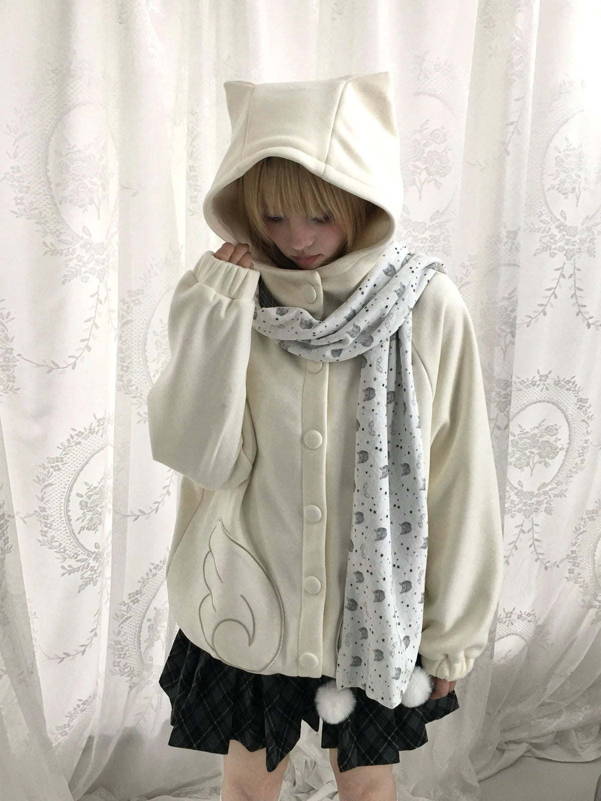Cat Ear Wing Pocket Hooded Jacket OL2483