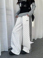 Polka Dot Stripe Wing Sweatpants   oliviroa オリヴィオラ